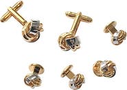 Link Up Classic Knot Gold Silver Cufflinks And Stud Sets