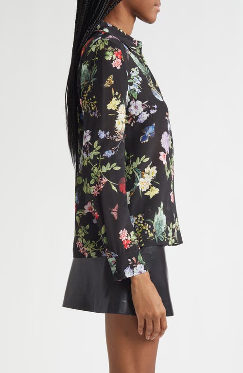 Alice And Olivia Floral-print Silk-crepe Shirt In Multi