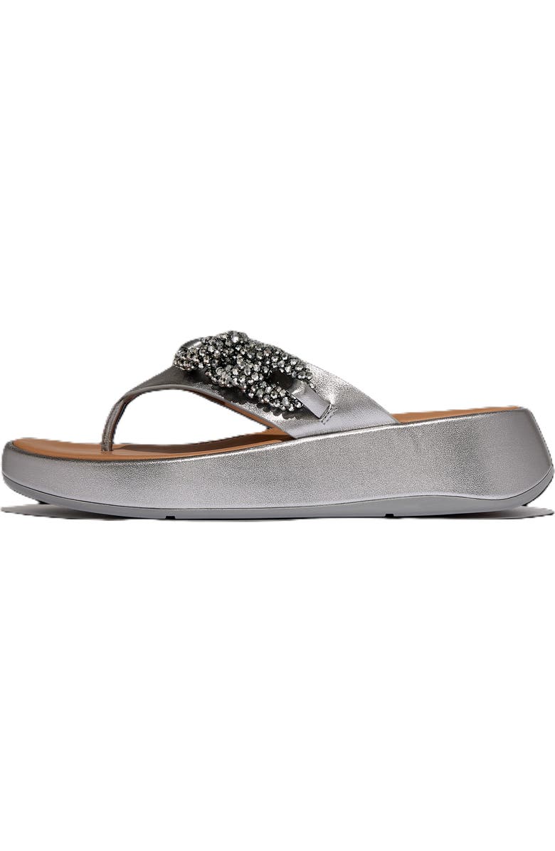 FitFlop F Mode Beaded Chain Toe Post Sandals, Alternate, color, Silvereen