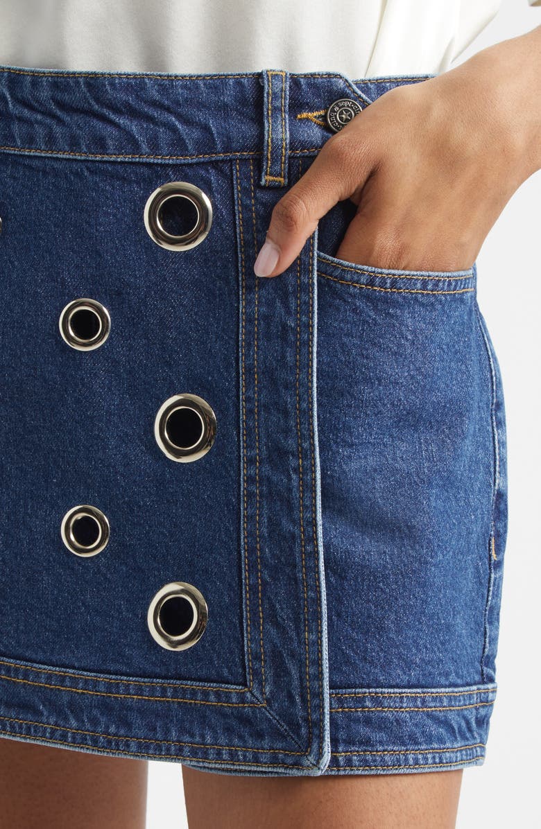 Cinq à Sept Marcia Rivet Detail Denim Skort, Alternate, color, Tide