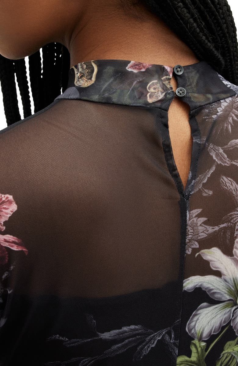 AllSaints Hanna Sanibel Floral Print Long Sleeve Mesh Maxi Dress, Alternate, color, 