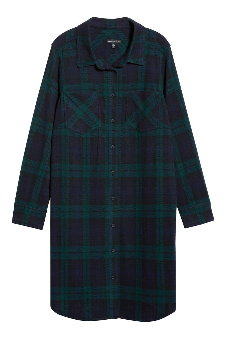 Long Sleeve Check Flannel Shirtdress, Alternate, color, YOSEMITE PLAID BLACK