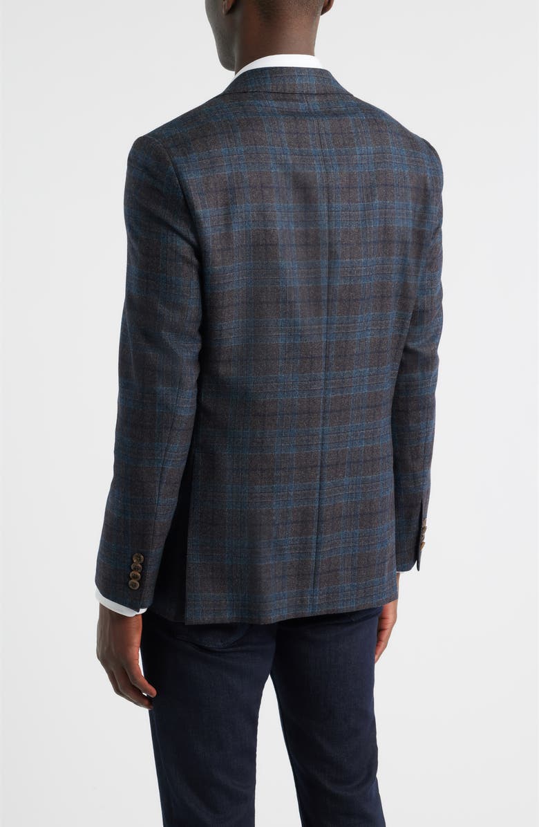 Jack Victor Midland Contemporary Fit Grey Deco Plaid Super 110s Wool Sport Coat, Alternate, color, Charcoal