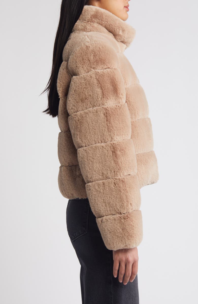 BCBGeneration Channel Quilted Faux Fur Jacket, Alternate, color, Hazelnut