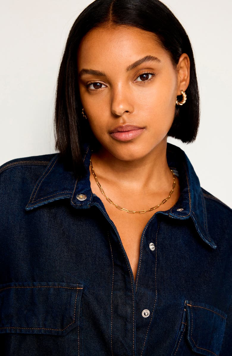 Good American Oversize Denim Shirt, Alternate, color, 