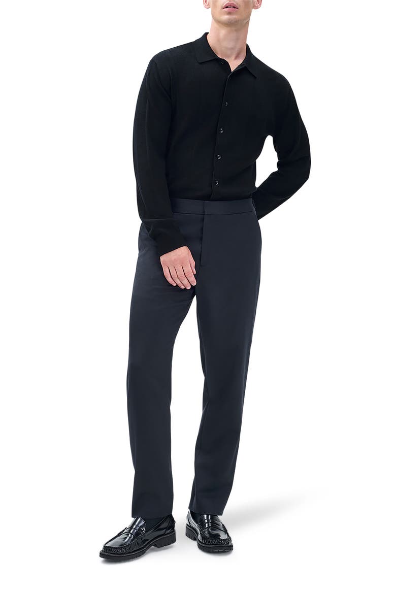 Evan Side Stripe Wool Pants, Alternate, color, BLACK