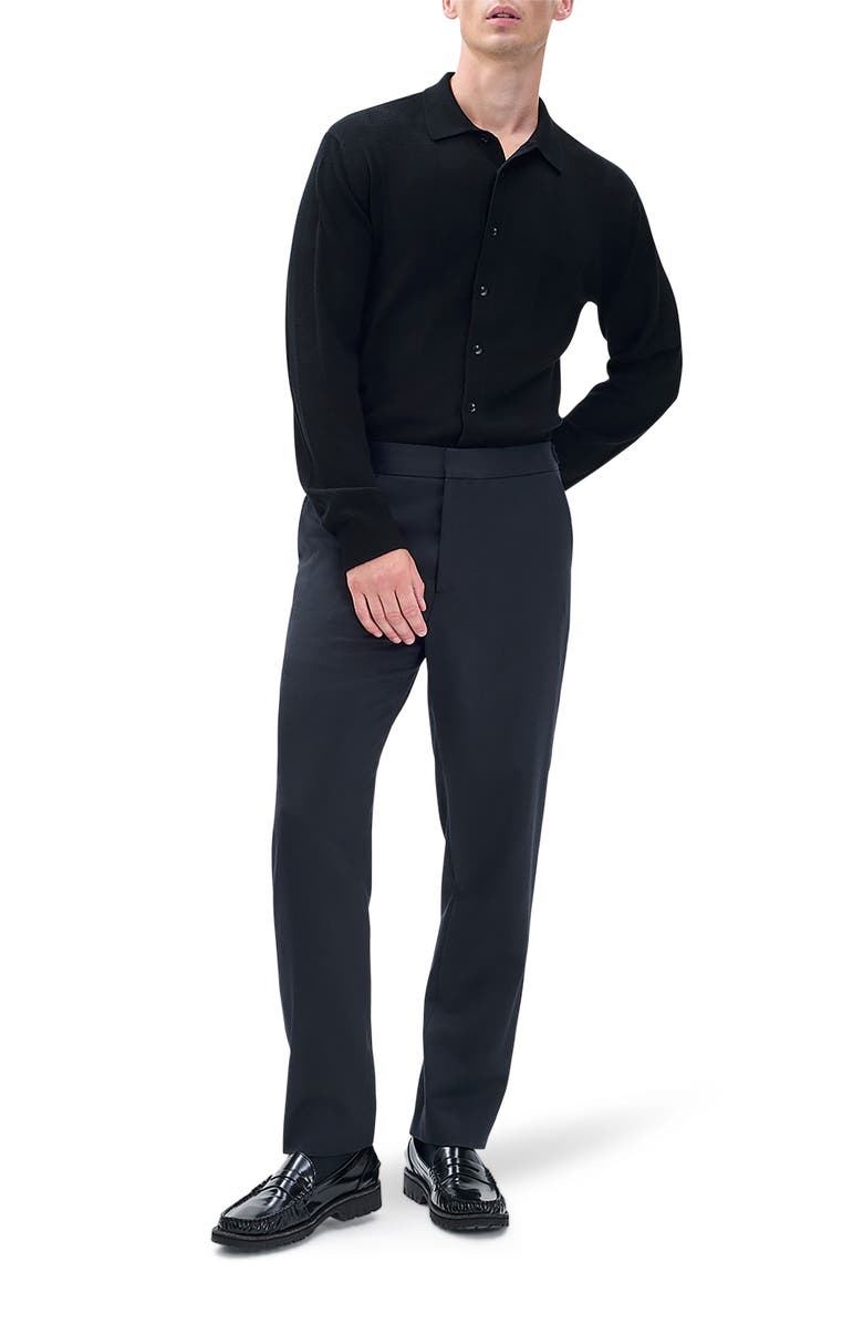 rag & bone Evan Side Stripe Wool Pants, Alternate, color, Black