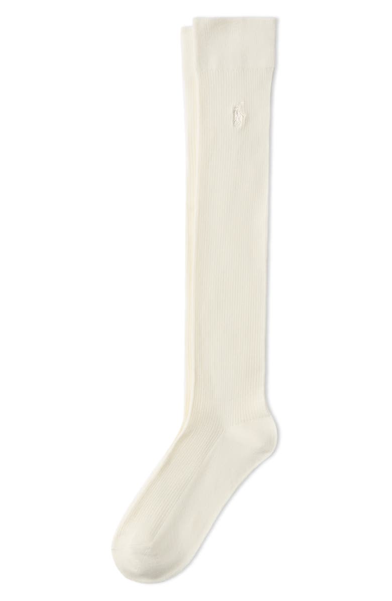 Polo Ralph Lauren Cotton Blend Rib Knee High Socks, Alternate, color, Ivory