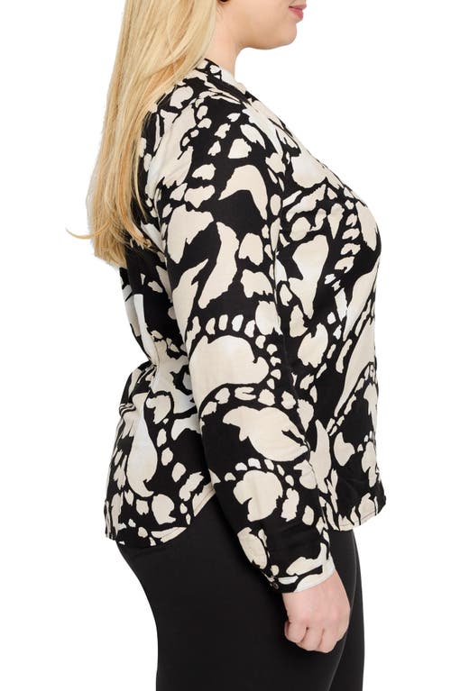 Nic + Zoe Nic+zoe Evening Petal Linen Blend Top In Black Multi