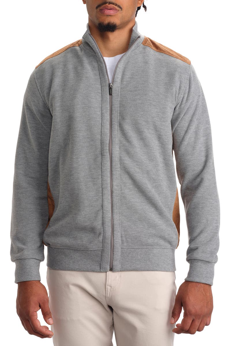 STUDIO GARNET LOS ANGELES Faux Suede Trim Jacket, Main, color, Platinum