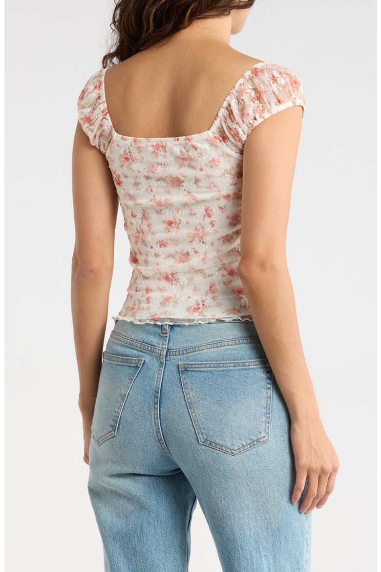 Emma Floral Ruffle Trim Top, Alternate, color, WHISPER WHITE COMBO