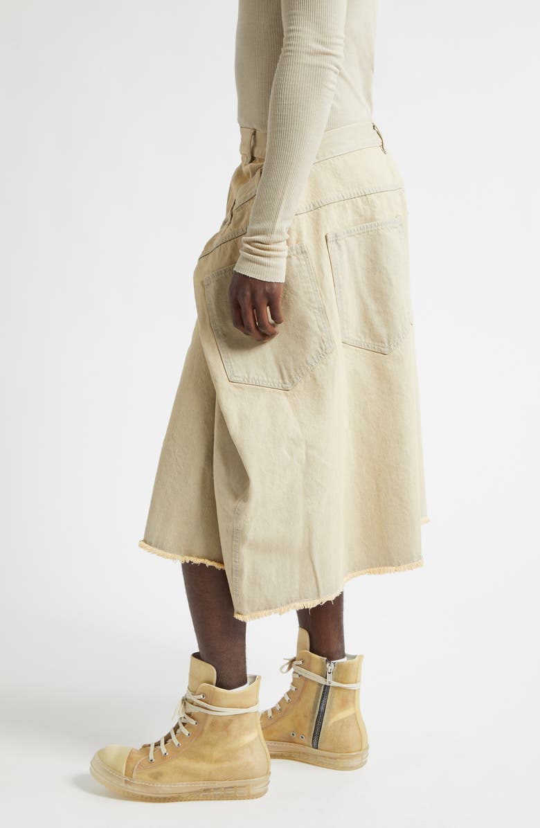 LU'U DAN Maxi Frayed Denim Wide Leg Shorts, Alternate, color, Whitewashed