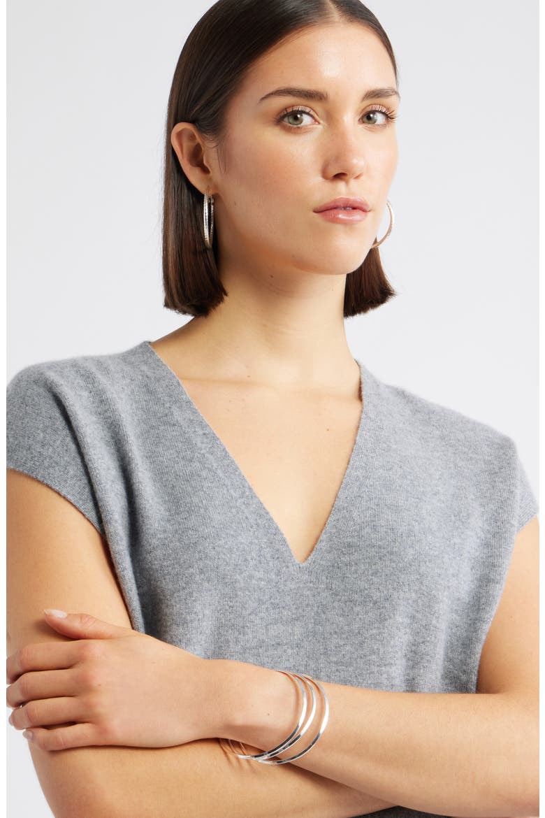 Faceted Tube Hoop Earrings, Alternate, color, SILVER
