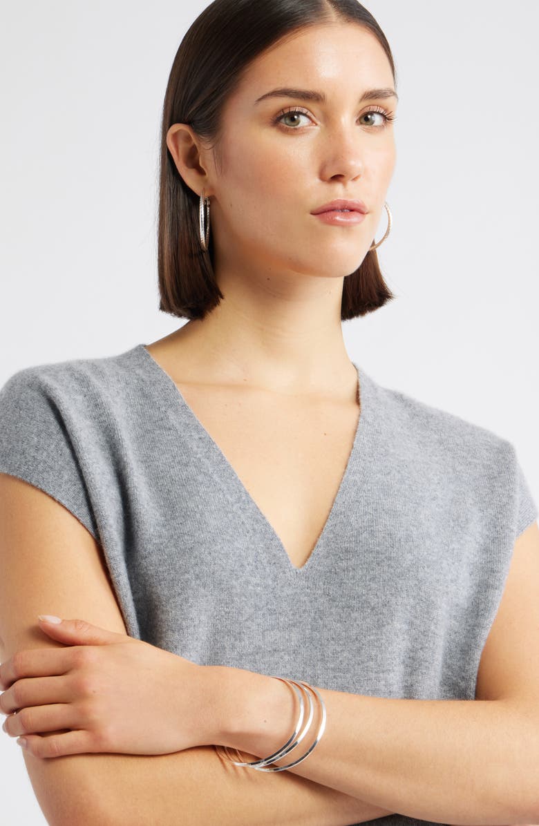 Nordstrom Faceted Tube Hoop Earrings, Alternate, color, Silver