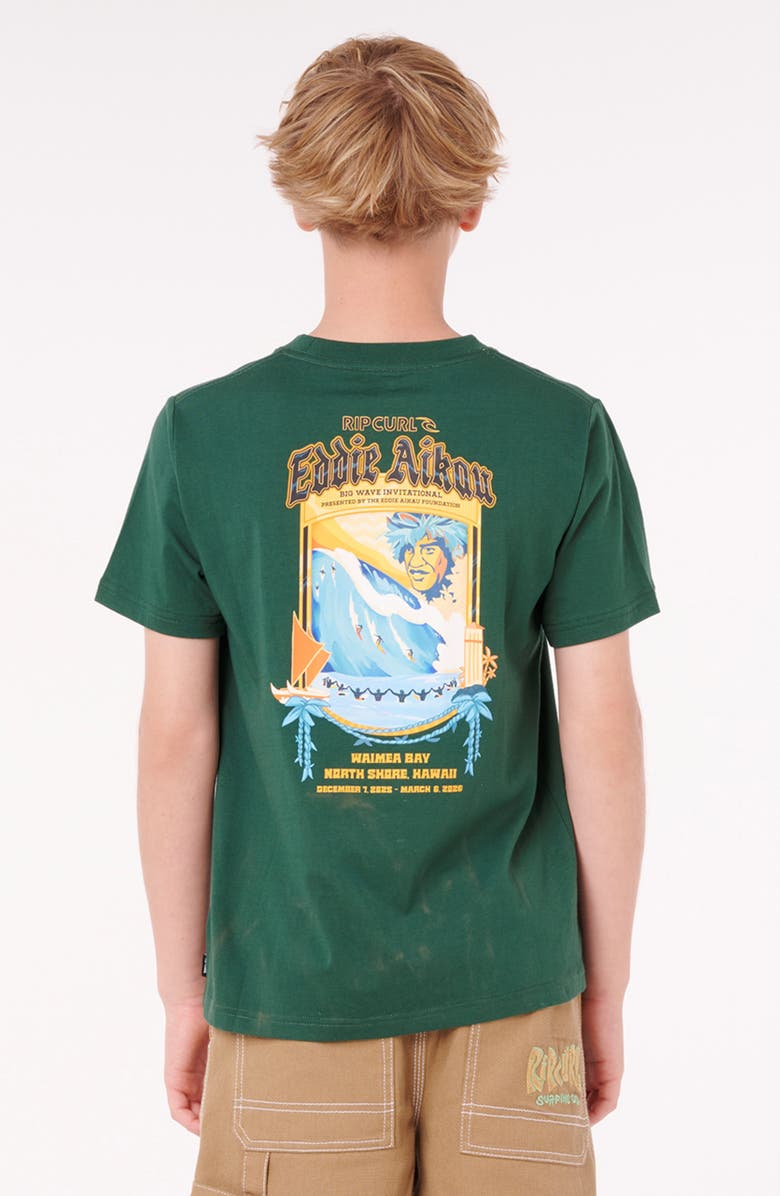 Rip Curl Kids' Eddie Would Go Poster Art Graphic T-Shirt, Alternate, color, Green
