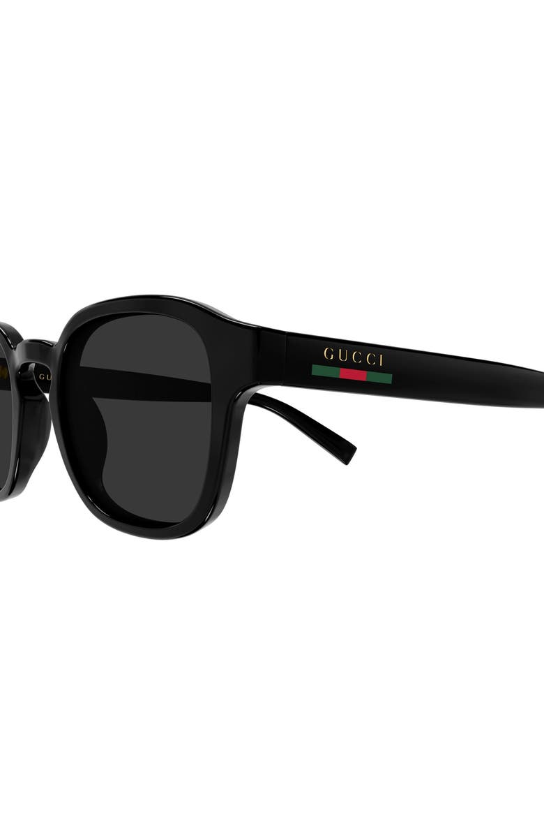 Gucci 49mm Small Round Sunglasses, Alternate, color, Shiny Solid Black