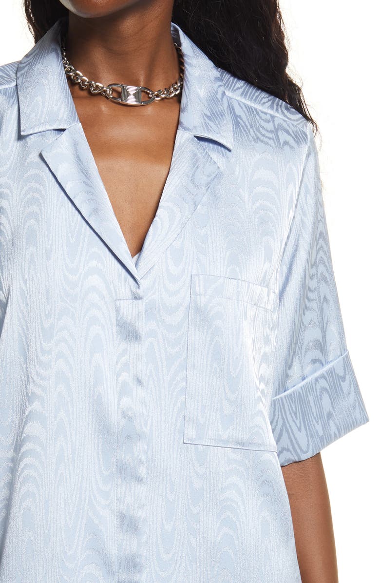 Open Edit Jacquard Satin Button-Up Blouse, Alternate, color, 