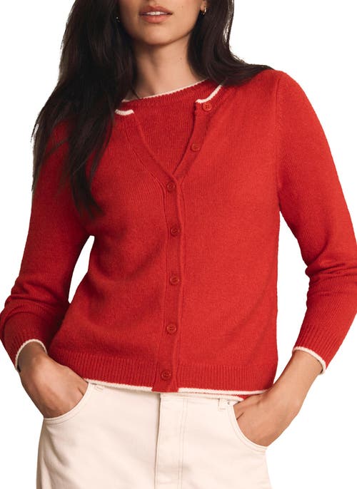 Mint Velvet Layered Tipped Knit Cardigan In Red