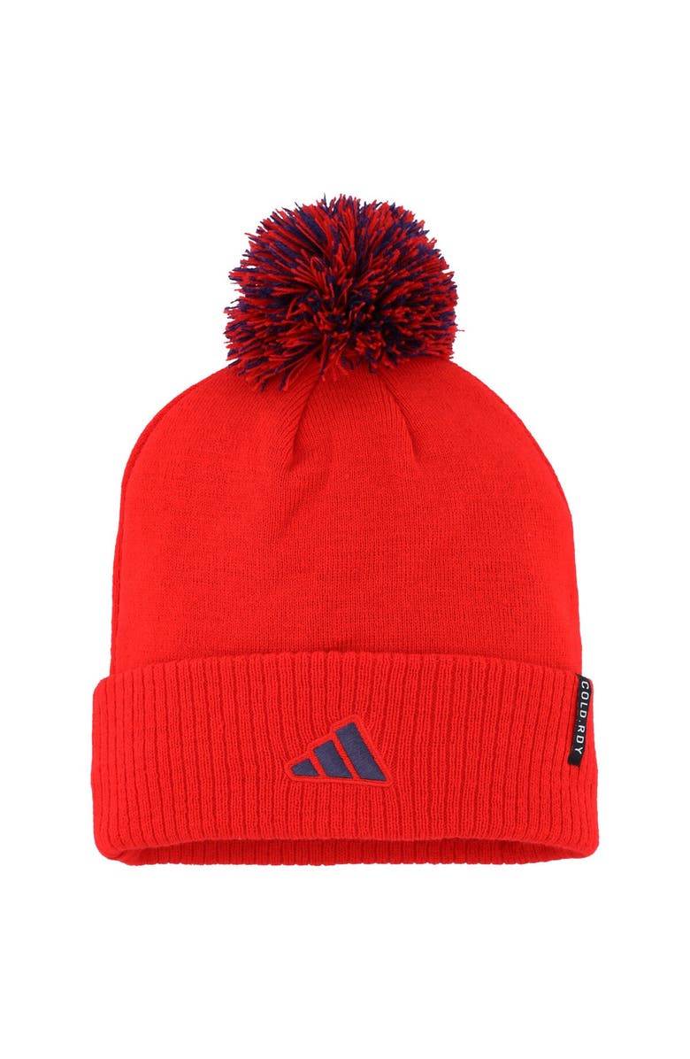 adidas Men's adidas Red Washington Capitals COLD.RDY Cuffed Knit Hat with Pom, Alternate, color, Red