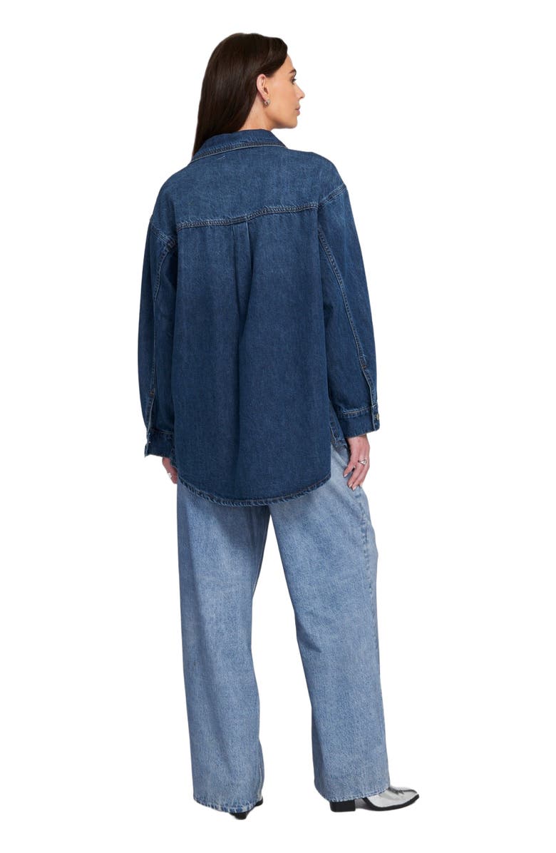 ELLE Collection Feather Soft Denim Shirt Button Down Top, Alternate, color, Washed Indigo