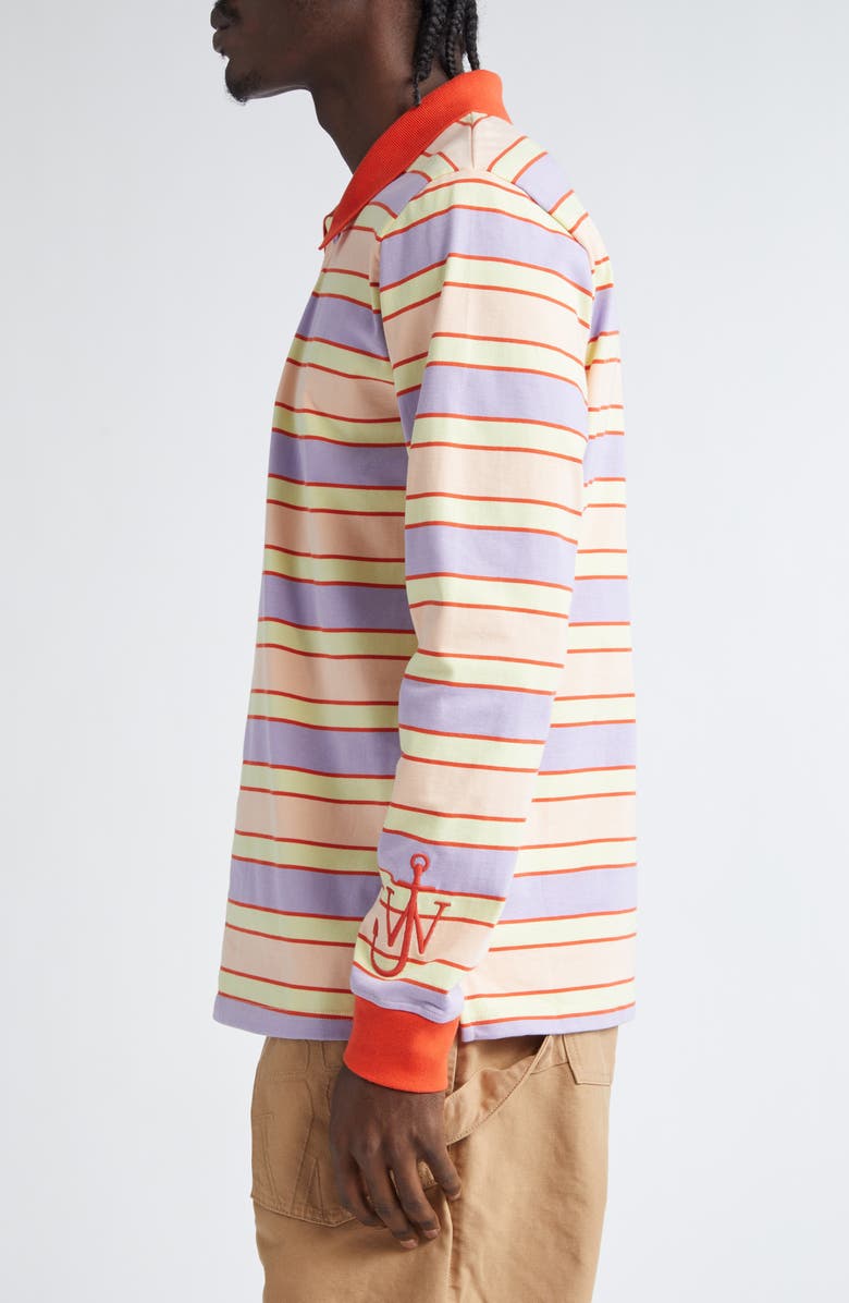 JW Anderson Stripe Contrast Trim Cotton Polo, Alternate, color, 