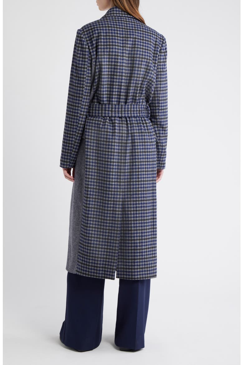 Maggie Blockcheck Wool Blend Wrap Coat, Alternate, color, NAVY CHECK