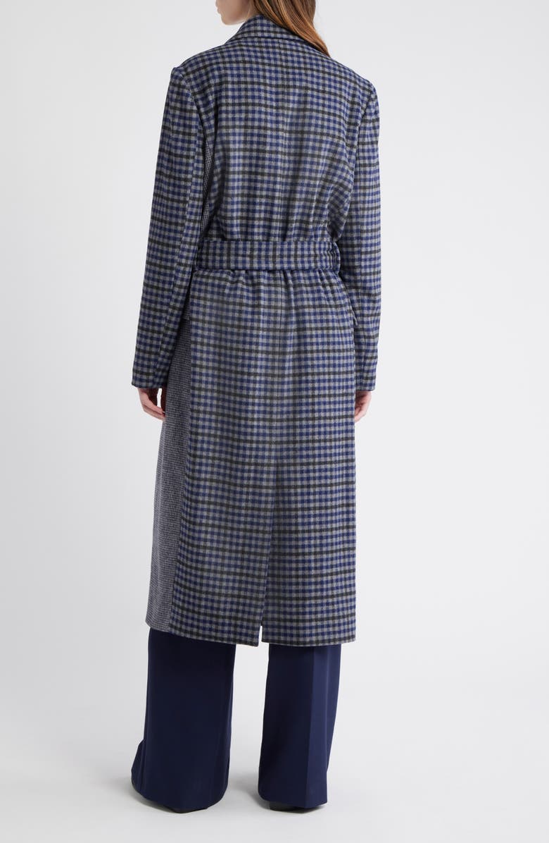 dRA Maggie Blockcheck Wool Blend Wrap Coat, Alternate, color, Navy Check
