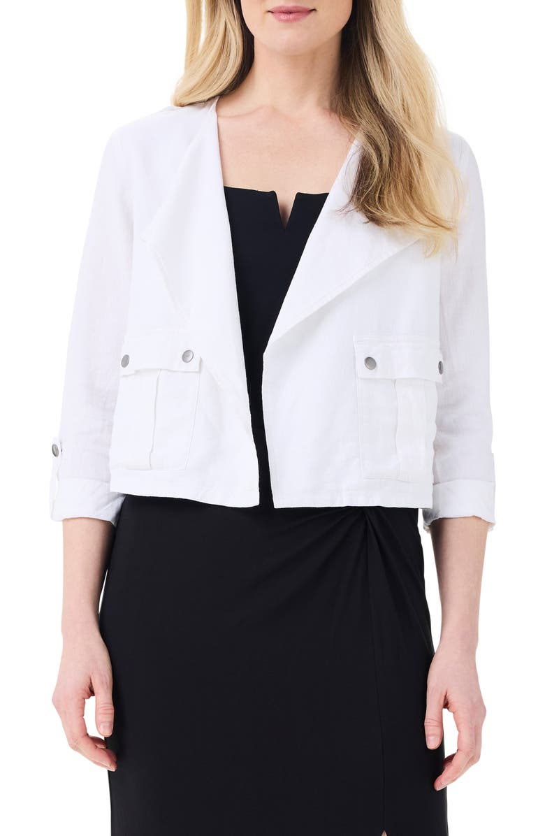 NIC+ZOE Rumba Linen Blend Moto Jacket, Main, color, Paper White