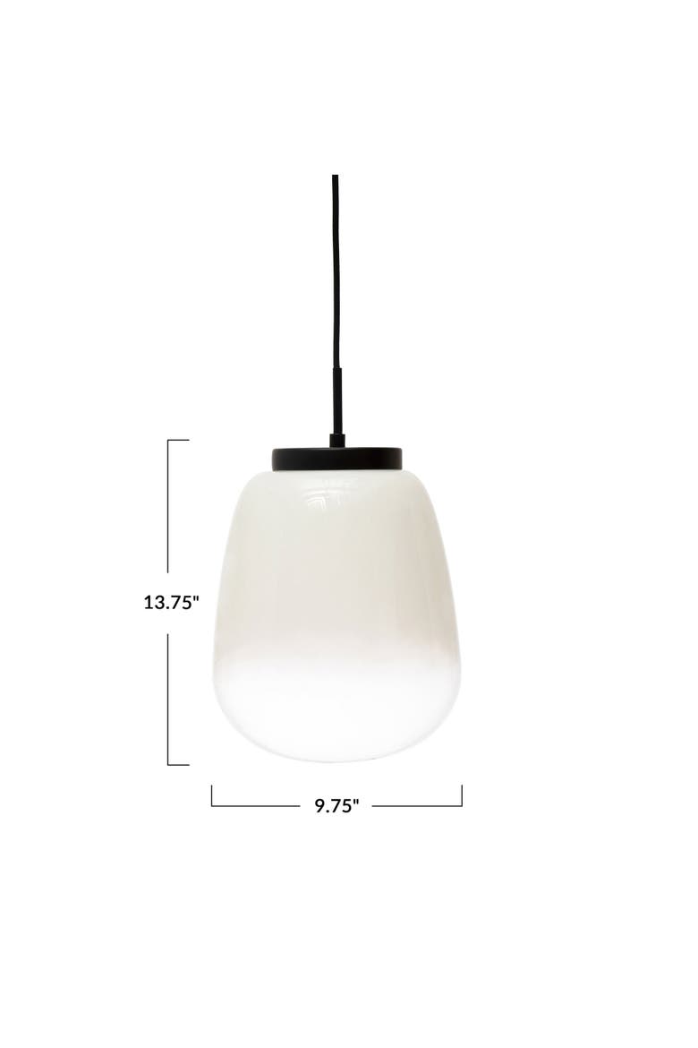Metal and Glass Pendant Lamp, Alternate, color, White