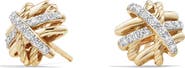 David Yurman Crossover Stud Earrings with Diamonds in 18k Gold