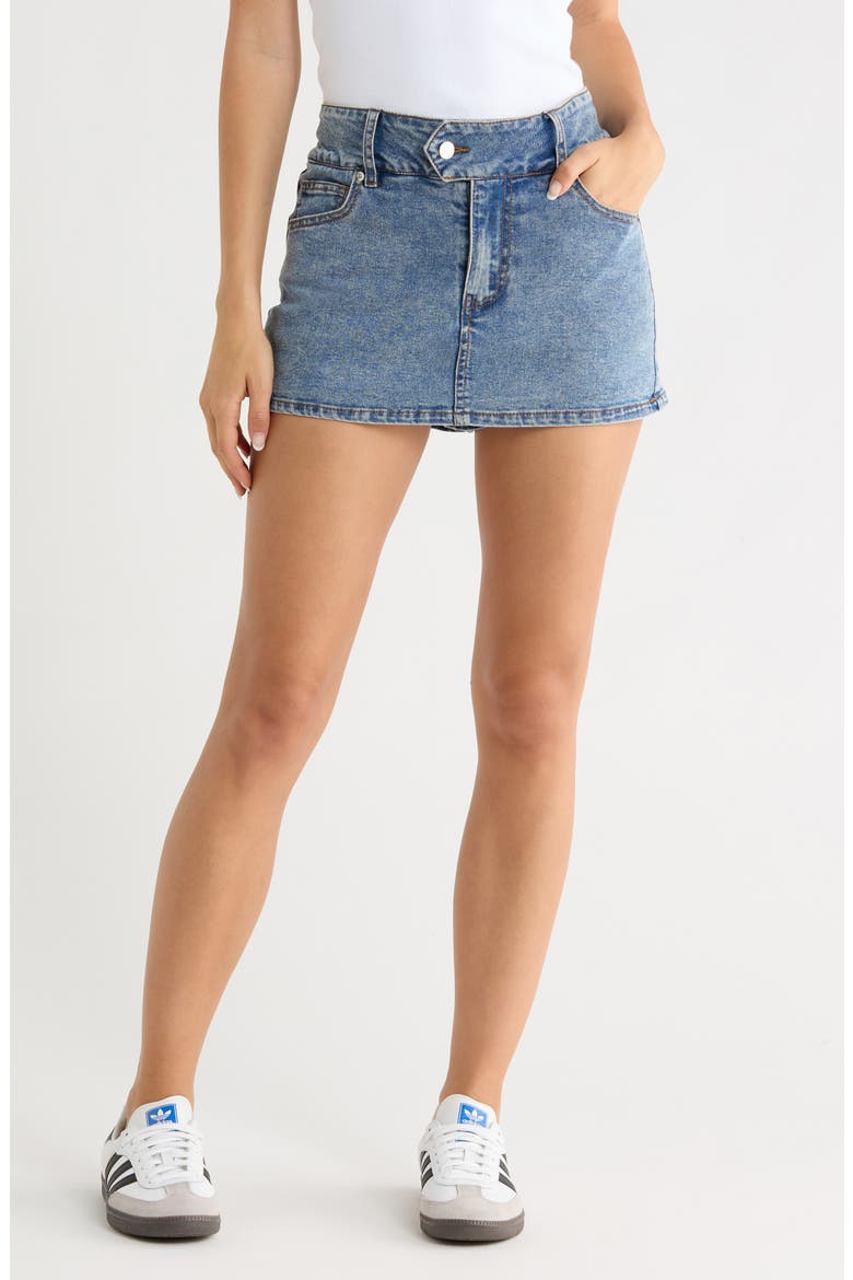 Stretch Denim Miniskirt, Main, color, MEDIUM WASH
