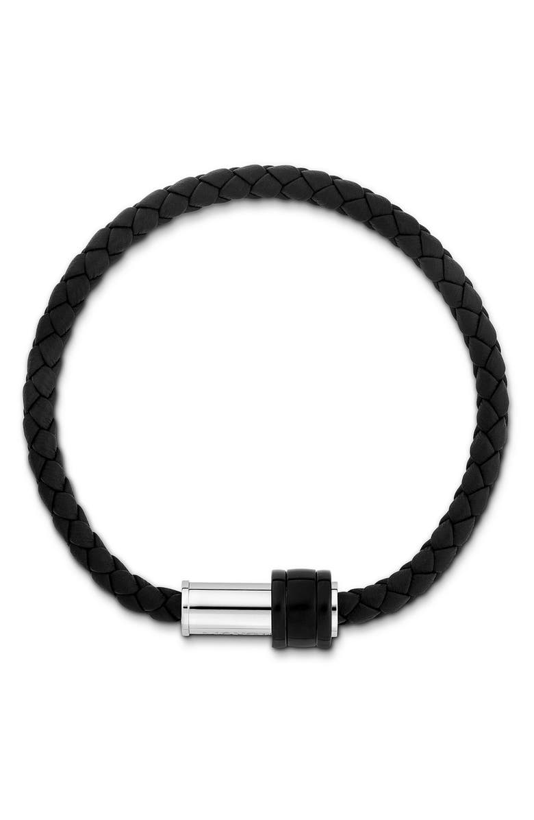 Montblanc Braided Leather Bracelet, Alternate, color,