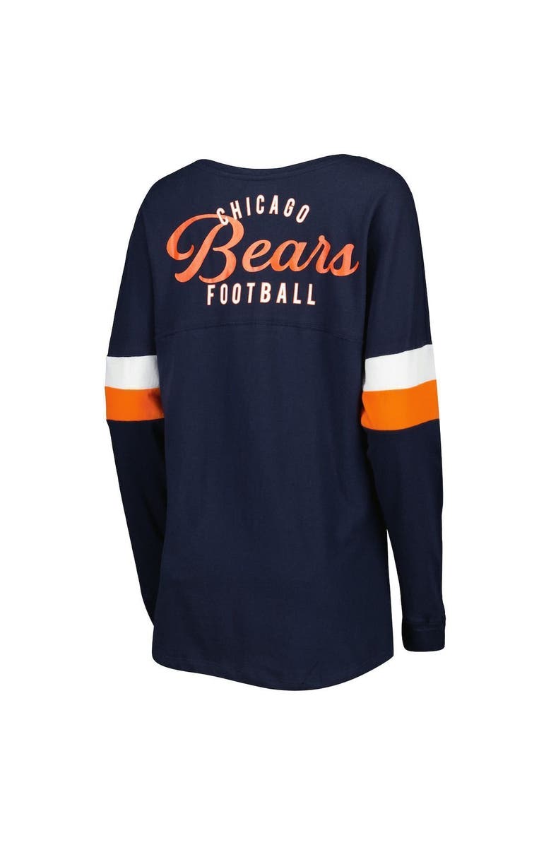 New Era Women's New Era Navy Chicago Bears Athletic Varsity Lace-Up Long Sleeve T-Shirt, Alternate, color,