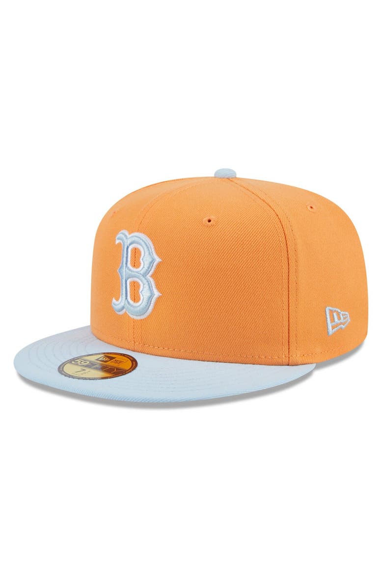 Men's New Era Orange/Light Blue Boston Red Sox Spring Color Basic Two-Tone 59FIFTY Fitted Hat, Main, color, Orange