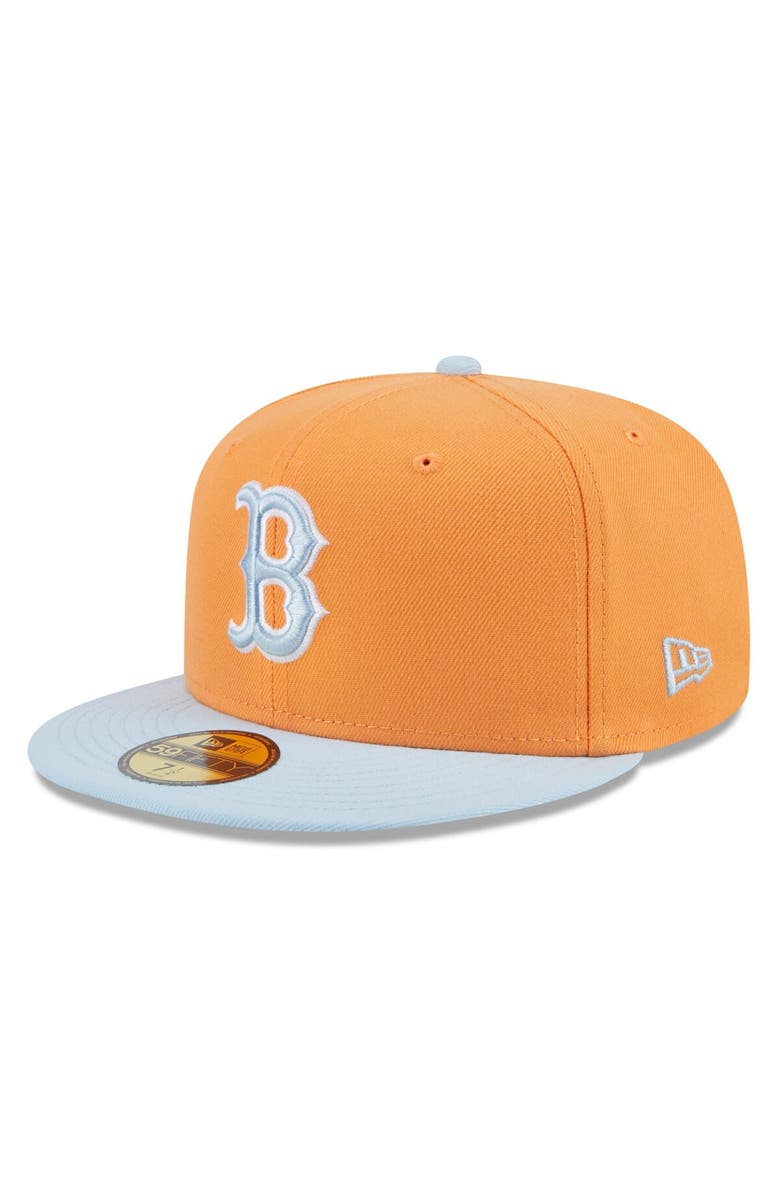 New Era Men's New Era Orange/Light Blue Boston Red Sox Spring Color Basic Two-Tone 59FIFTY Fitted Hat, Main, color, 