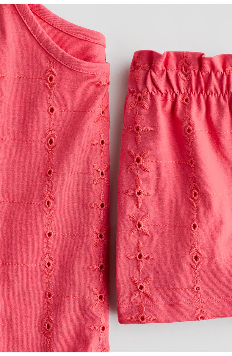 H&M 2-piece Broderie Anglaise Set, Alternate, color, Light Red