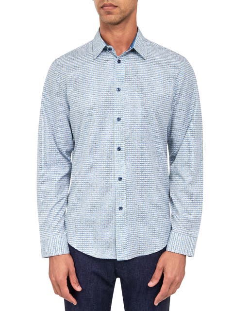 Slim Fit Geo Recycled 4-Way Stretch Performance Long Sleeve Shirt