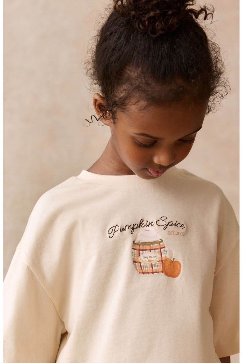 Kids' Pumpkin Spice Graphic T-Shirt, Alternate, color, CREAM