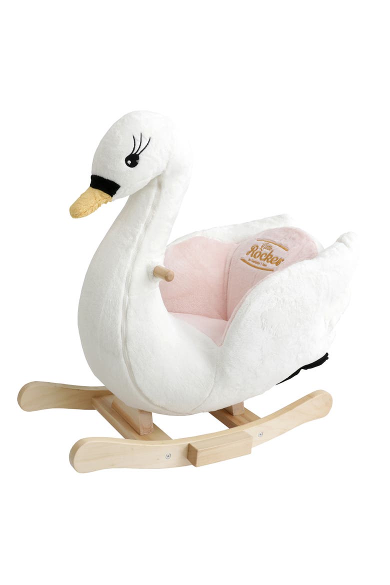 Little Rockers Swan Wooden Plush Ride, Main, color, Multicolored