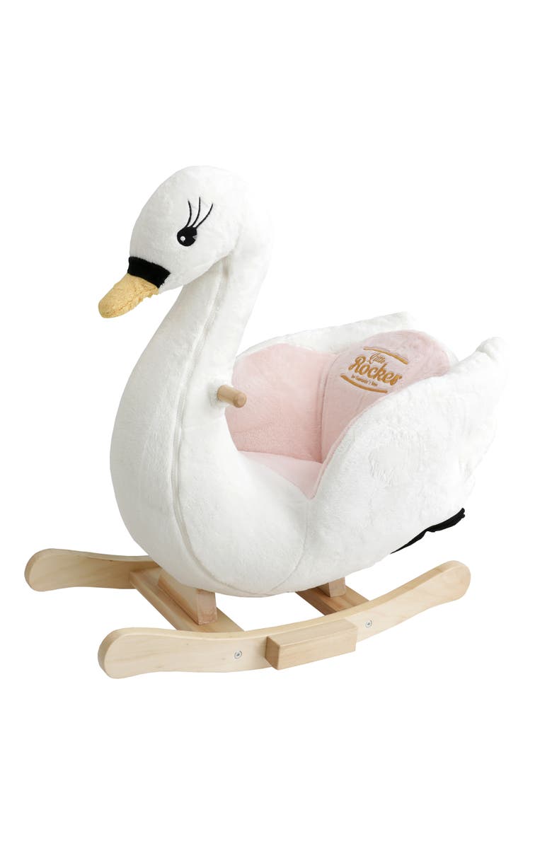 Gerardo´s Toys Little Rockers Swan Wooden Plush Ride, Main, color, Multicolored