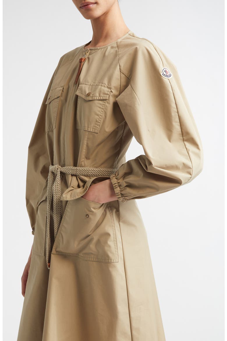 Long Sleeve Belted Poplin Shirtdress, Alternate, color, BEIGE