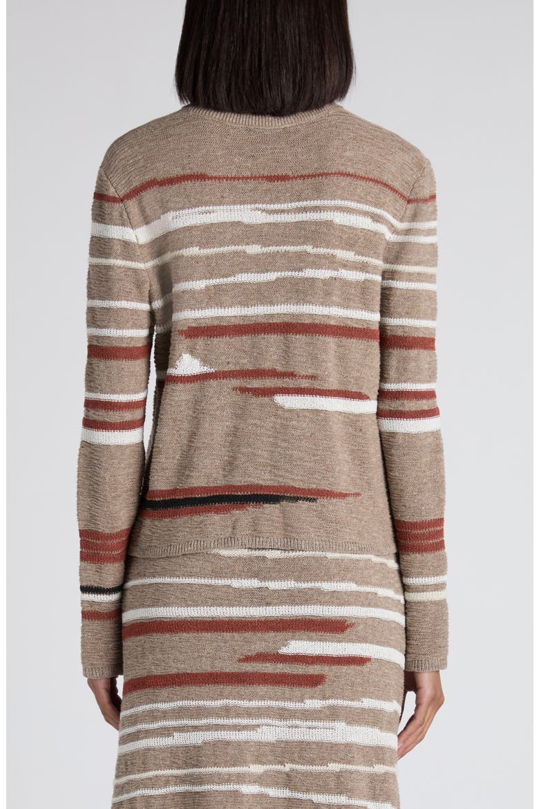 Venice Intarsia Linen & Cotton Mélange Sweater, Alternate, color, MAPLE/ CHALK