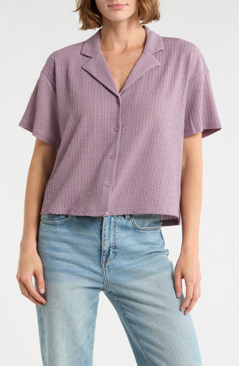 Short Sleeve Knit Button-Up Shirt