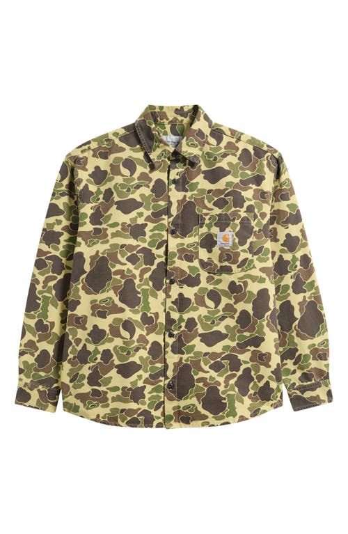 Carhartt Work In Progress Camo Duck Cotton Canvas Button-up Shirt In Multi