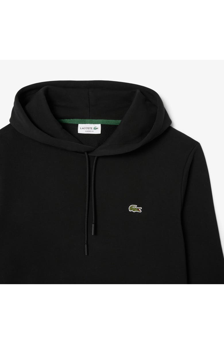 Lacoste Lightweight Cotton Fleece Pullover Hoodie, Alternate, color, Black
