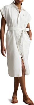 Polo Ralph Lauren Belted Cotton Midi Oxford Shirtdress