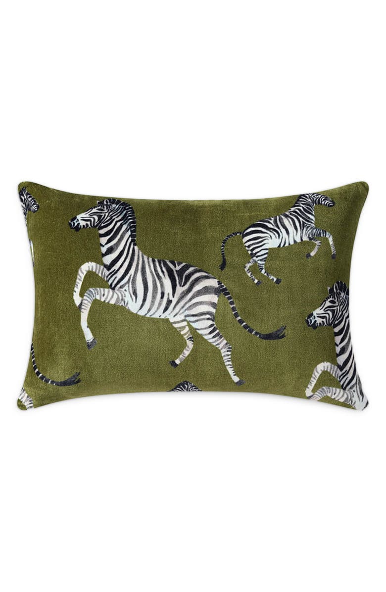 Sunday Citizen Velvet Watercolor Zebra Small Lumbar Pillow, Main, color, 