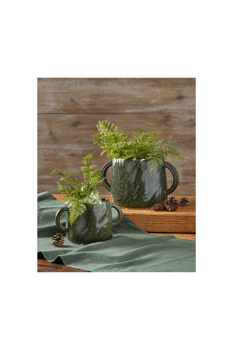 Large Handled Ceramic Planter Pot for Garden Green, Alternate, color, Green