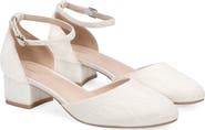 Kailee P Yvonne Lace Round Toe Low Block Heel