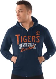 STARTER Men's Starter  Navy Detroit Tigers Distressed Full-Zip Hooded Jacket